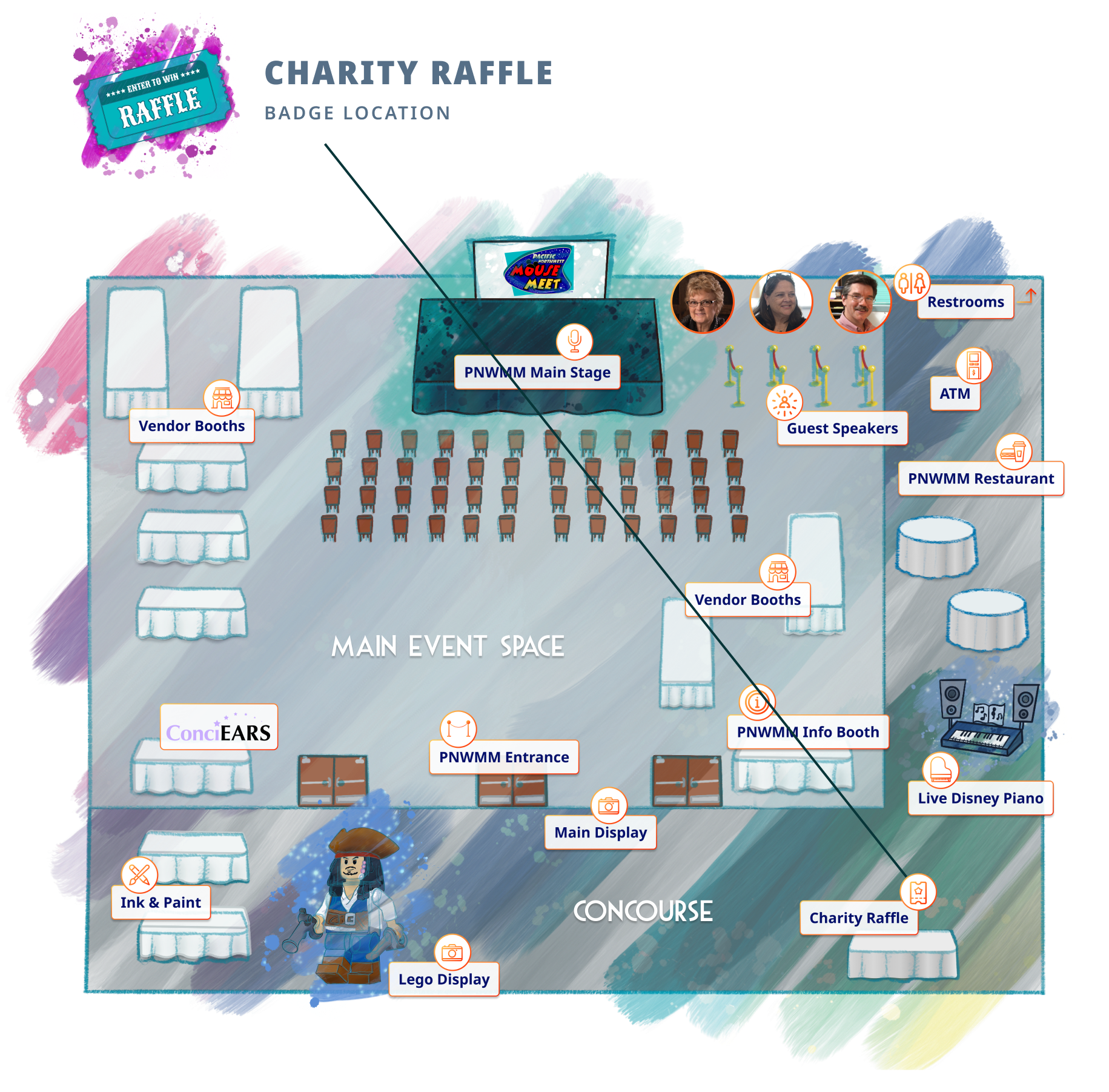 Map depicting location of Charity Raffle
