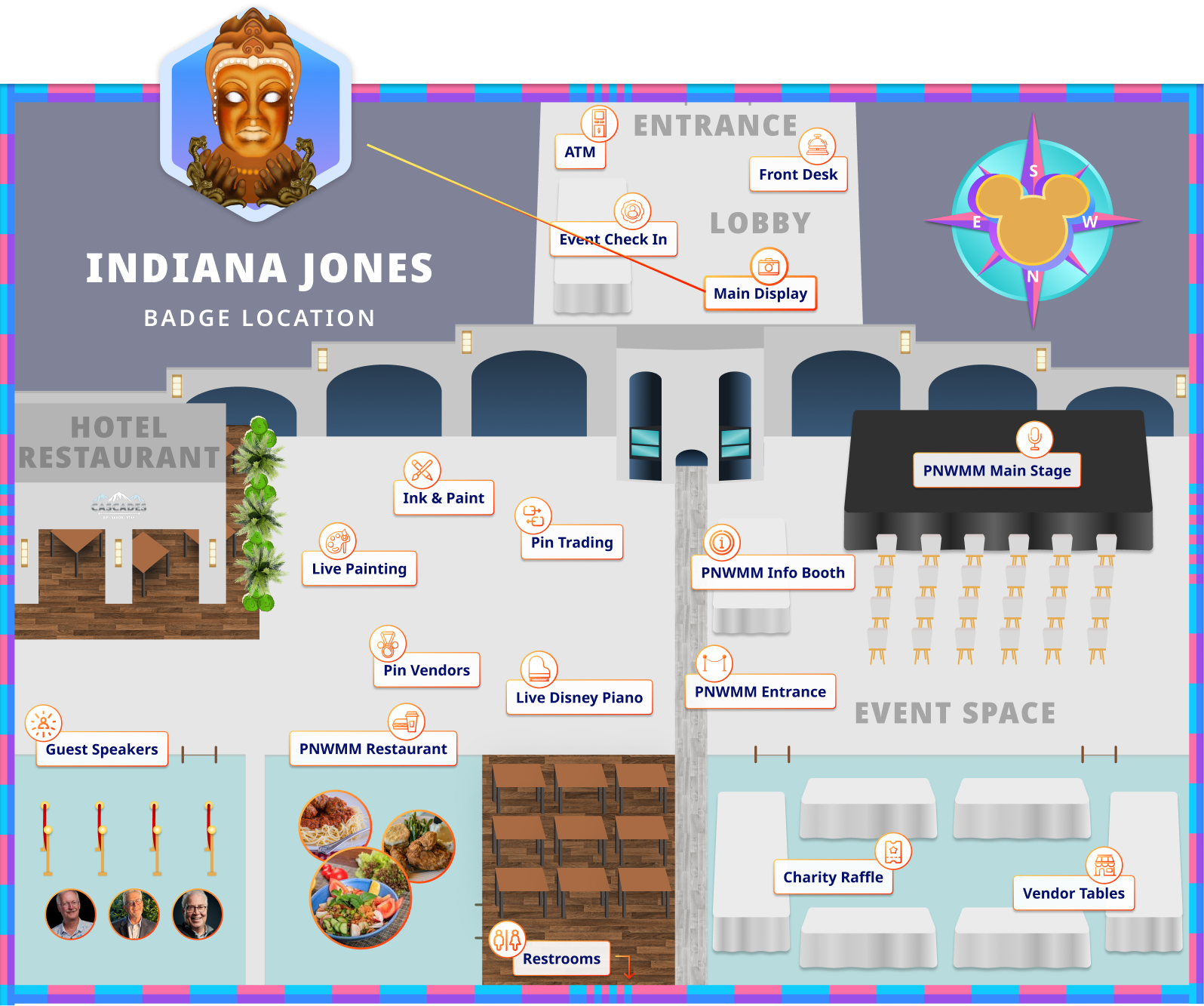 Map depicting location of Indiana Jones