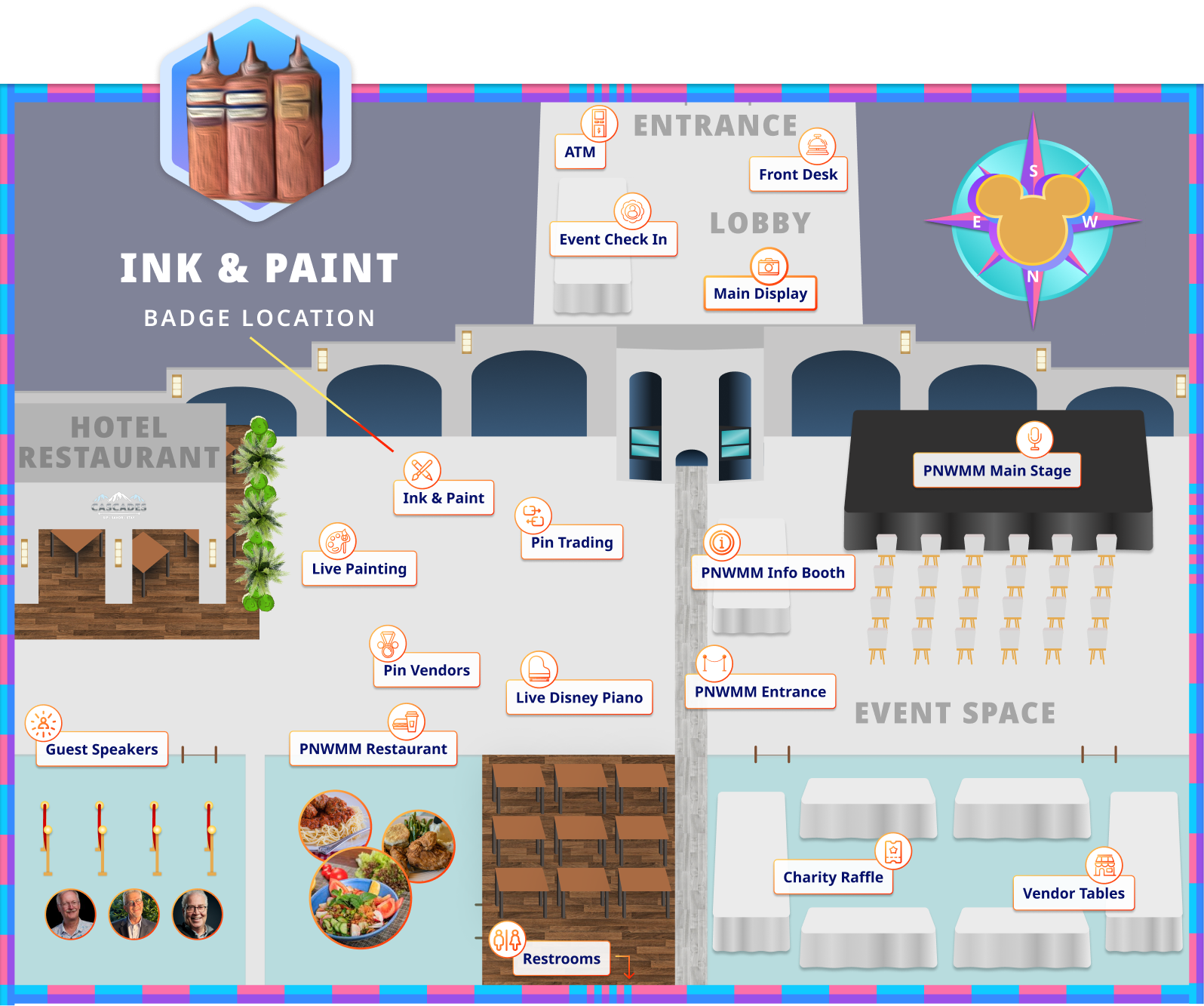 Map depicting location of Ink & Paint