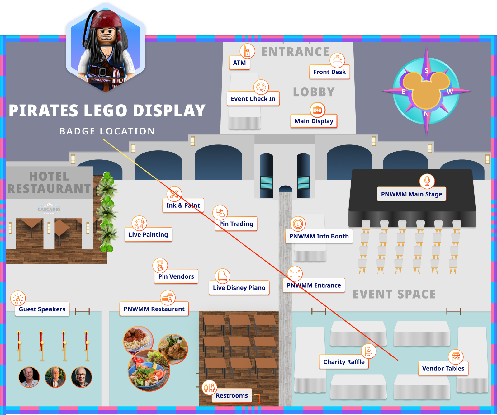 Map depicting location of Pirates of the Caribbean Lego Display
