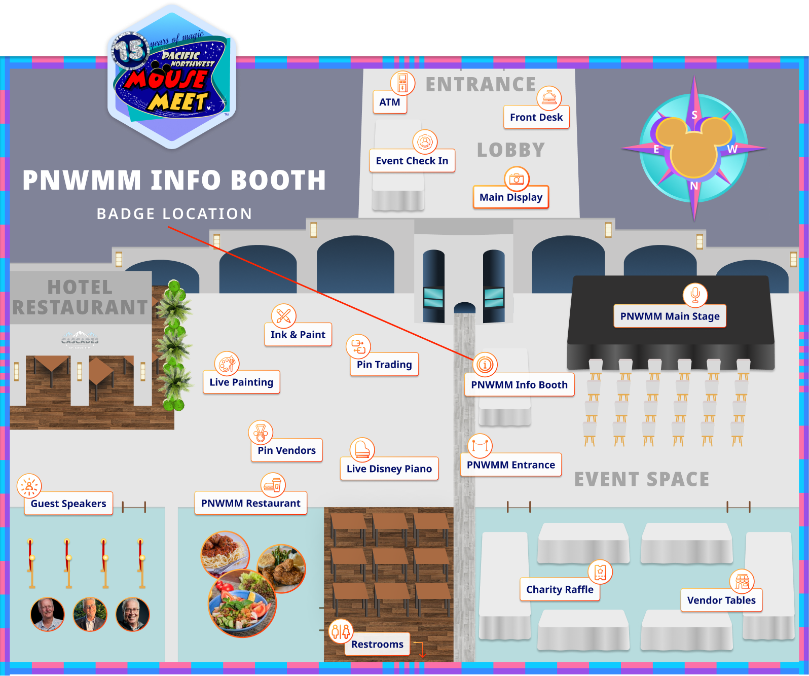 Map depicting location of PNWMM Info Booth