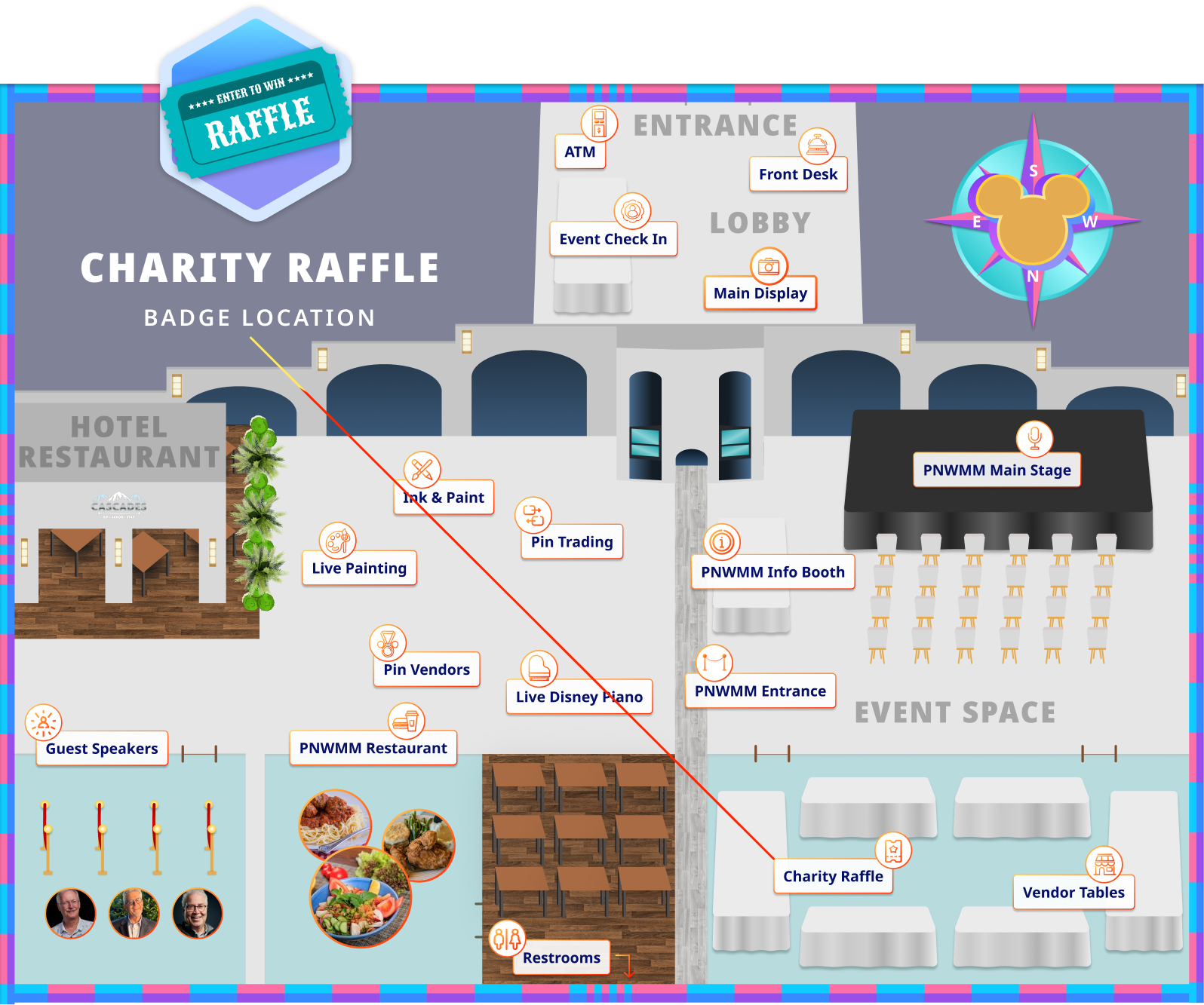 Map depicting location of Charity Raffle